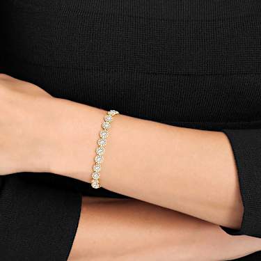 Una Angelic Tennis bracelet, Round cut, Pavé, Medium, White, Gold-tone plated by SWAROVSKI