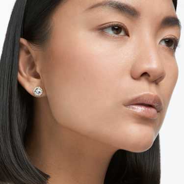 Una Angelic 耳釘, 圓形切割, 白色, 鍍金色色調 - Swarovski, 5505470