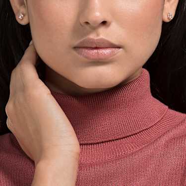 Brincos stud Stilla Attract, Lapidação quadrada, Branco, Acabamento em ouro rosa de 18 quilates - Swarovski, 5509935