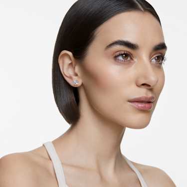 Clous d'oreilles Stilla Attract, Taille Carré, Blanches, Métal rhodié - Swarovski, 5509936