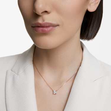 Stilla Attract ネックレス, スクエア・カット, ホワイト, ローズゴールドトーン・プレーティング | Swarovski