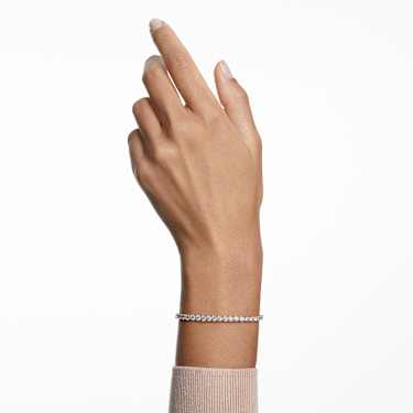 Matrix Tennis bracelet, Round cut, White, Gold-tone plated - Swarovski, 5511544