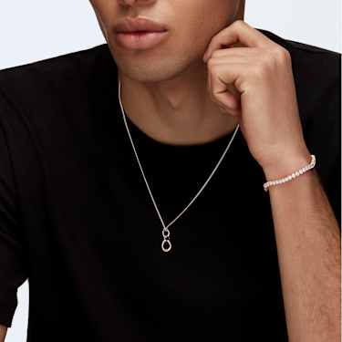 Matrix Tennis bracelet, Round cut, White, Rose gold-tone