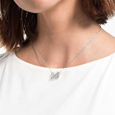 Dancing Swan ネックレス, スワン, ホワイト, ロジウム・プレーティング - Swarovski, 5514421