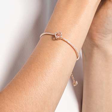 Pevný náramek Una, Jetel, Růžová, Pokoveno v růžovozlatém odstínu - Swarovski, 5516476