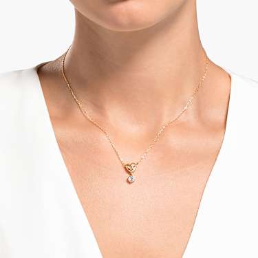 Wisiorek Lifelong Heart, Biały, Wykończenie z 18-karatowego różowego złota - Swarovski, 5516542