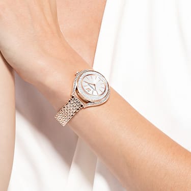 นาฬิกา Crystalline Aura, Swiss Made, สร้อยข้อมือโลหะ, โทนโรสโกลด์, เคลือบโทนสีโรสโกลด์ - Swarovski, 5519459