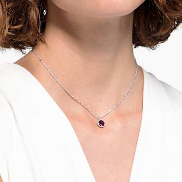 Birthstone Anh nger Rundschliff Februar Violett Rhodiniert