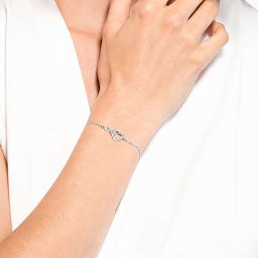 Bracelet Hyperbola, Infini et cœur, Blanc, Métal rhodié - Swarovski, 5524421
