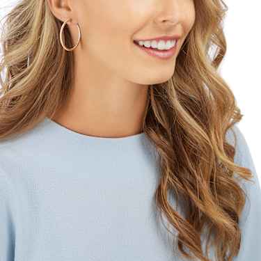 Anneaux d'oreilles Sommerset, Blanches, Placage de ton or rosé - Swarovski, 5528459