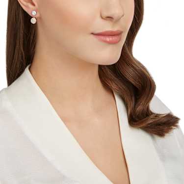 Boucles d’oreilles transformables Forward, Taille ronde, Blanches, Placage de ton or rosé - Swarovski, 5528490