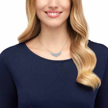 Baron necklace, Leaf, Gray, Rhodium plated - Swarovski, 5528900