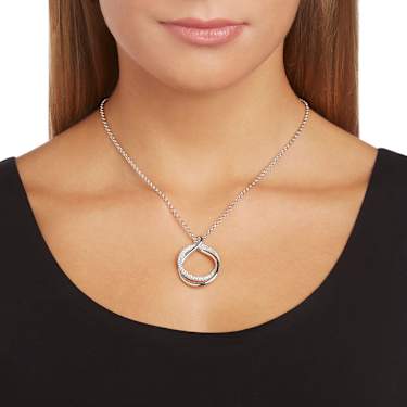 Pendentif Exact, Forme ronde, Blanc, Métal rhodié - Swarovski, 5528922