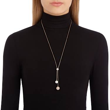 Forward y-ketting, Wit, Roségoudkleurige toplaag - Swarovski, 5528924
