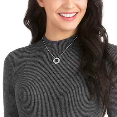 Hilt necklace, Round shape, White, Rhodium plated - Swarovski, 5528929