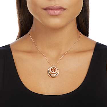 Pingente Dynamic, Modelo redondo, Cinzento, Lacado a rosa dourado - Swarovski, 5529579