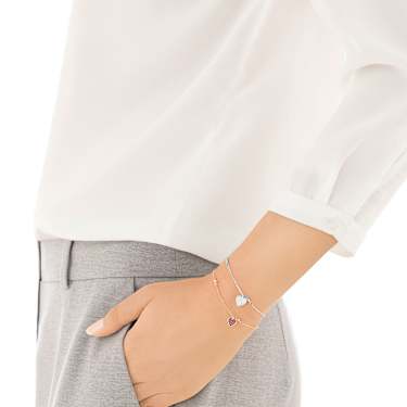 Crystal Wishes สร้อยข้อมือ, เซ็ต (2), หัวใจ, แดง, เคลือบโลหะหลากชนิด - Swarovski, 5529600