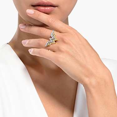 Fit Wonder Woman double ring, Wing, Gold tone, Mixed metal finish - Swarovski, 5538421