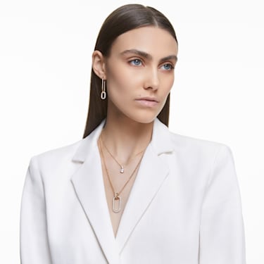 Dextera hoop earrings, Asymmetrical design, White, Mixed metal finish - Swarovski, 5558341