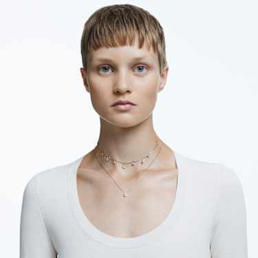 Stilla Attract necklace, White, Rhodium plated - Swarovski, 5563114