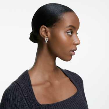 Constella hoop earrings, Round cut, White, Rhodium plated - Swarovski, 5563278