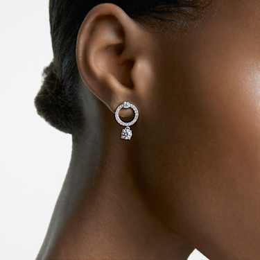 Orecchini a cerchio Constella, Taglio Round, Bianchi, Placcato rodio - Swarovski, 5563278