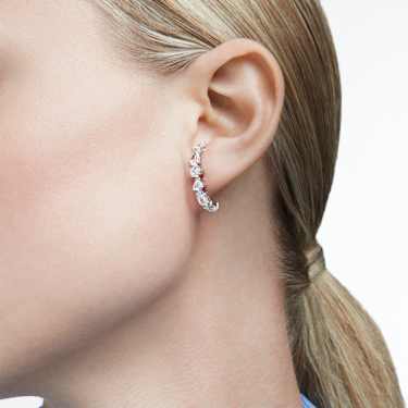 Orecchini ear cuff Mesmera, Taglio misto, Bianchi, Placcato rodio - Swarovski, 5563322