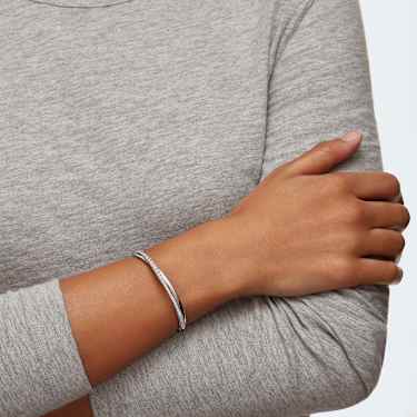 Hyperbola Armreif, Weiß, Rhodiniert - Swarovski, 5565210