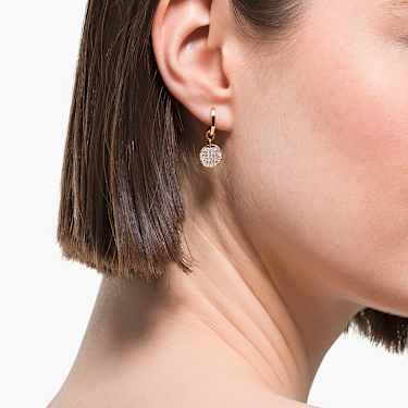 Viseči uhani Sublima, Beli, Prevleka rožnato zlatega odtenka - Swarovski, 5567528