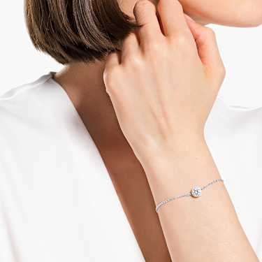 Zapestnica Una Angelic, Mešani okrogli rezi, Bela, Prevleka iz rodija - Swarovski, 5567934