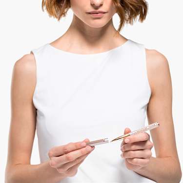 Kuličkové pero Crystalline Gloss, Odstín růžového zlata, Růžově lakováno, pokoveno v růžovozlatém odstínu - Swarovski, 5568759