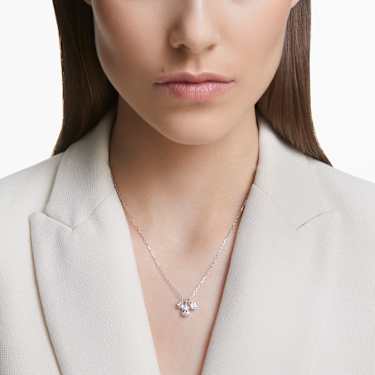 Colgante Attract, Tallas mixtas, Racimo, Blanco, Baño de rodio - Swarovski, 5571077