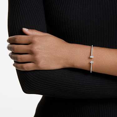 Mesmera Attract cuff, Mixed cuts, White, Rhodium plated - Swarovski, 5572664