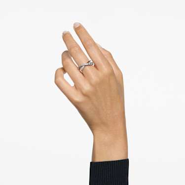 Hyperbola ring, Ronde slijpvorm, Wit, Rodium toplaag - Swarovski, 5572724