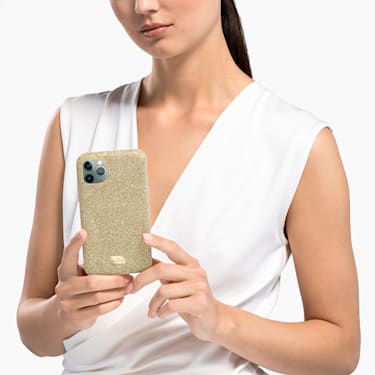 High smartphone case, iPhone® 12 mini, Gold tone - Swarovski, 5592046