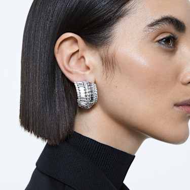 Hyperbola ドロップピアス, ミックスカット, ホワイト, ロジウム・プレーティング - Swarovski, 5598344