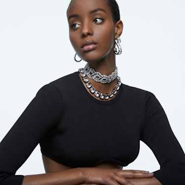 Hyperbola choker, Mixed cuts, Infinity, White, Rhodium plated - Swarovski, 5598359