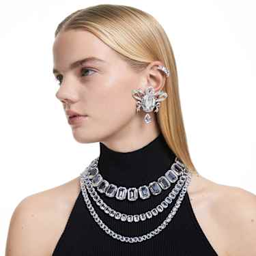 Millenia Tennis 項鏈, 超大Swarovski水晶, 八角形切割, 白色, 鍍白金色 - Swarovski, 5599149