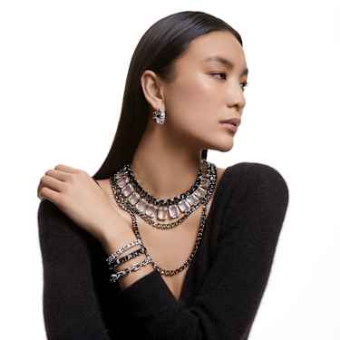 Millenia Tennis 項鏈, 超大Swarovski水晶, 八角形切割, 白色, 鍍白金色 - Swarovski, 5599149