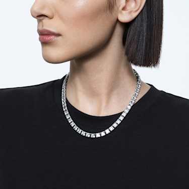 Collar Tennis Matrix, Talla cuadrada, Blanco, Baño de rodio - Swarovski, 5599153