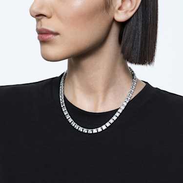Matrix Tennis 네크리스, 스퀘어 컷, 화이트, 로듐 플래팅 - Swarovski, 5599153