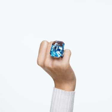 Δαχτυλίδι κοκτέιλ Lucent, Κρύσταλλο μεγάλου μεγέθους, Οκταγωνική κοπή, Μπλε - Swarovski, 5600223