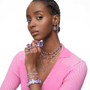 Koktajl prstan Lucent, Osmerokotni rez, Roza - Swarovski, 5600233