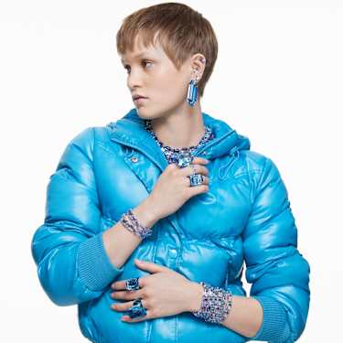 Lucent แหวนค็อกเทล, เจียระไนทรงแปดเหลี่ยม, น้ำเงิน - Swarovski, 5600235