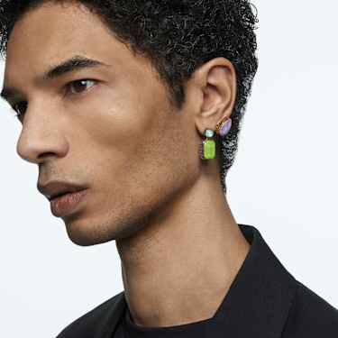 Orbita Drop-Ohrhänger, Asymmetrisches Design, Oktagon-Schliff, Mehrfarbig, Goldlegierungsschicht - Swarovski, 5600519