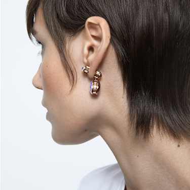 Chroma 水滴形耳环, 非对称设计、水滴切割, 流光溢彩, 镀金色调 - Swarovski, 5600523