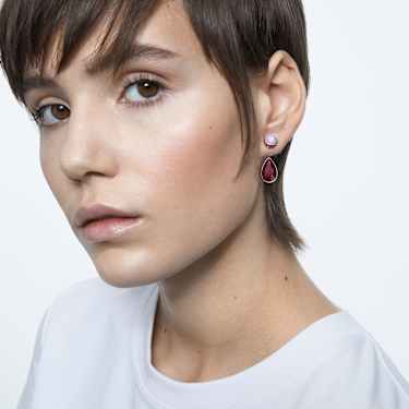 Chroma 드롭 이어링, 비대칭 디자인, 드롭 컷, 멀티컬러, 골드 톤 플래팅 - Swarovski, 5600523