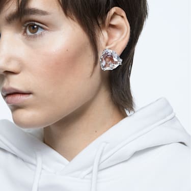 Mesmera 클립 귀걸이, 싱글, 트라이앵글 컷, 화이트, 로듐 플래팅 - Swarovski, 5600752