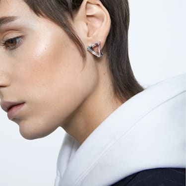 Mesmera 클립 귀걸이, 싱글, 트라이앵글 컷, 화이트, 로듐 플래팅 - Swarovski, 5600753