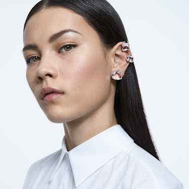 Millenia 夹式耳环, 套装（3）、非对称设计, 白色, 镀铑 - Swarovski, 5602413
